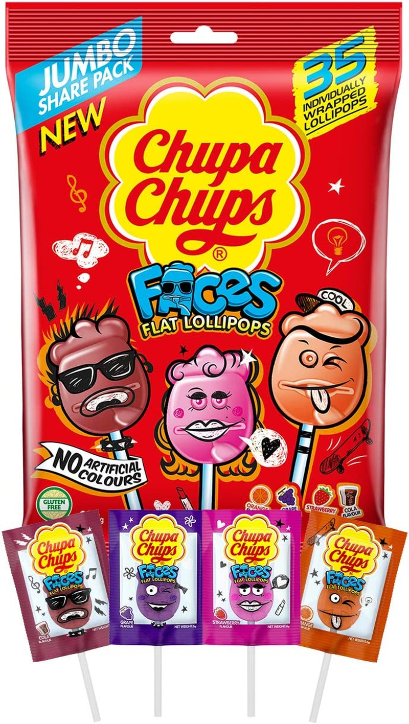 Chupa Chups Faces Lollipops Bag, 210 G (35-Pieces)