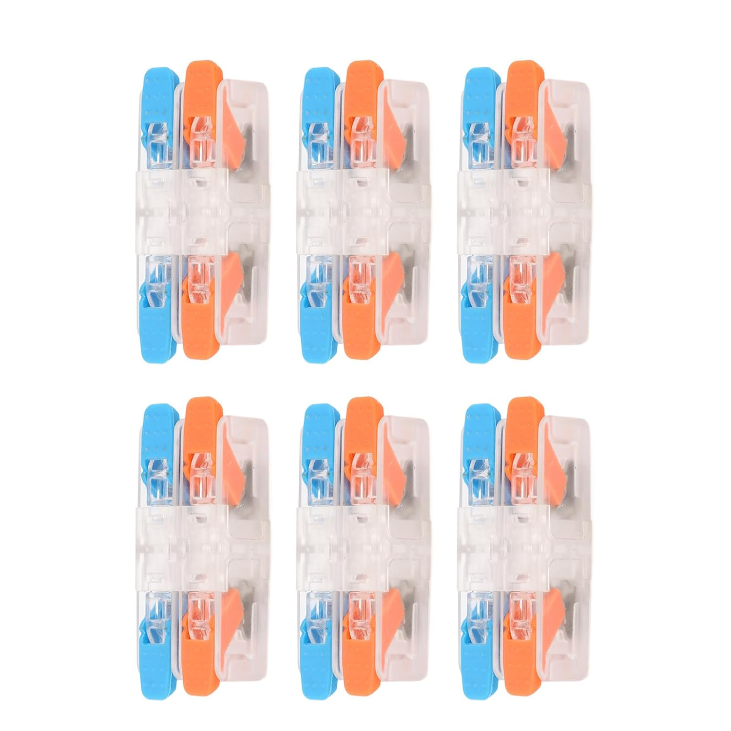 10 Pack Compact Electrical Wire Connectors, 2 in 2 Out Lever Wire Splices, Transparent Body, 41A 450V, Ideal for Circuit Inline Splicing Butt image number 1