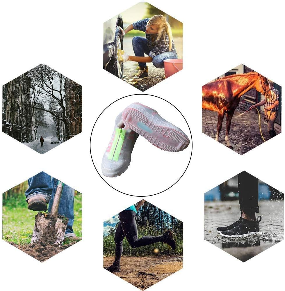 Silicone Waterproof Shoe Covers, Upgrade Reusable Overshoes with Zipper, Resistant Rain Boots Non-Slip Washable Protection for Women, Men (XL (Women 10-13.5, Men 11.5-14), White) image number 5