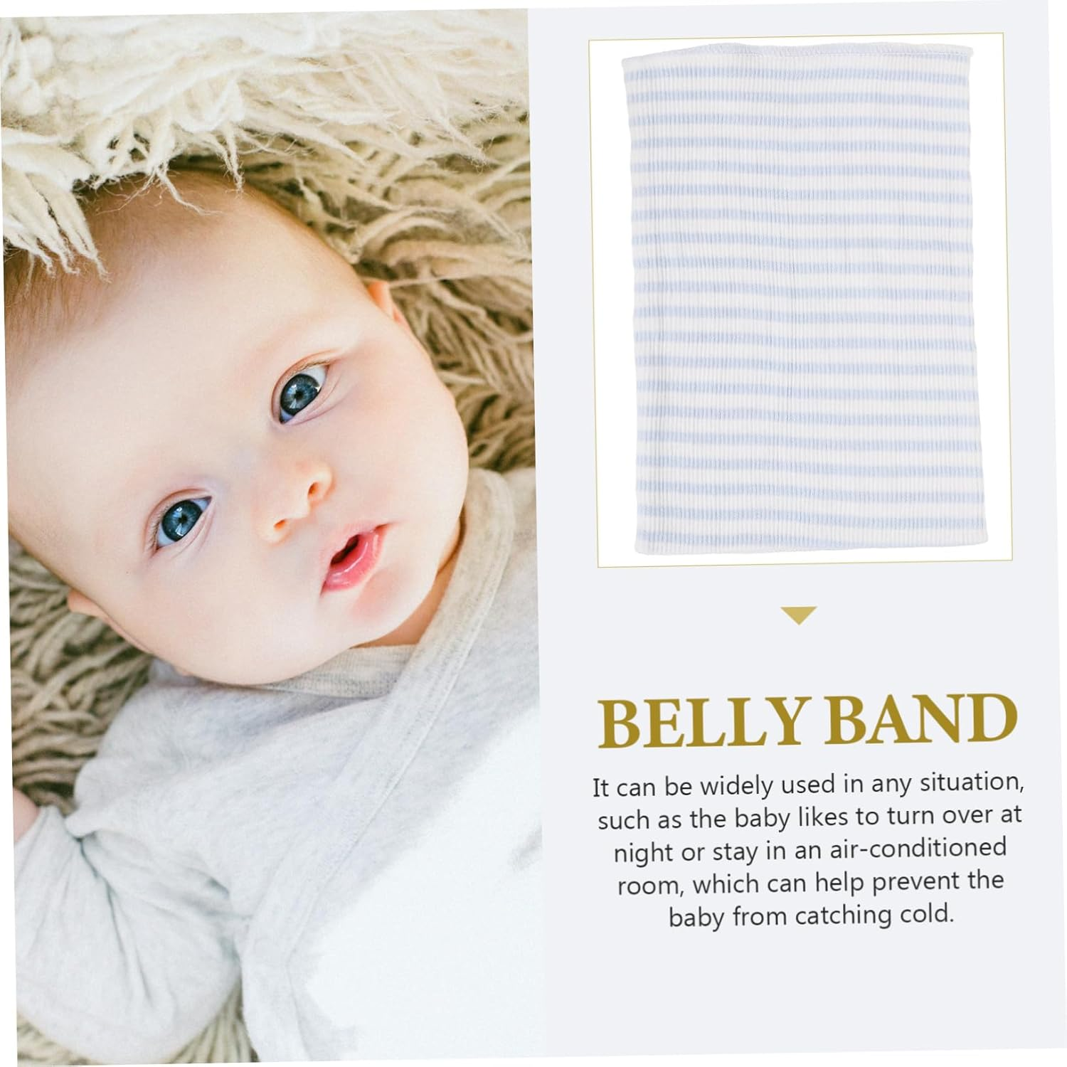Stripe Belly Band for Newborns Soft Warm Abdomen Support for Breathable Comfortable Supplies for Night Use Air Conditioned Rooms image number 3