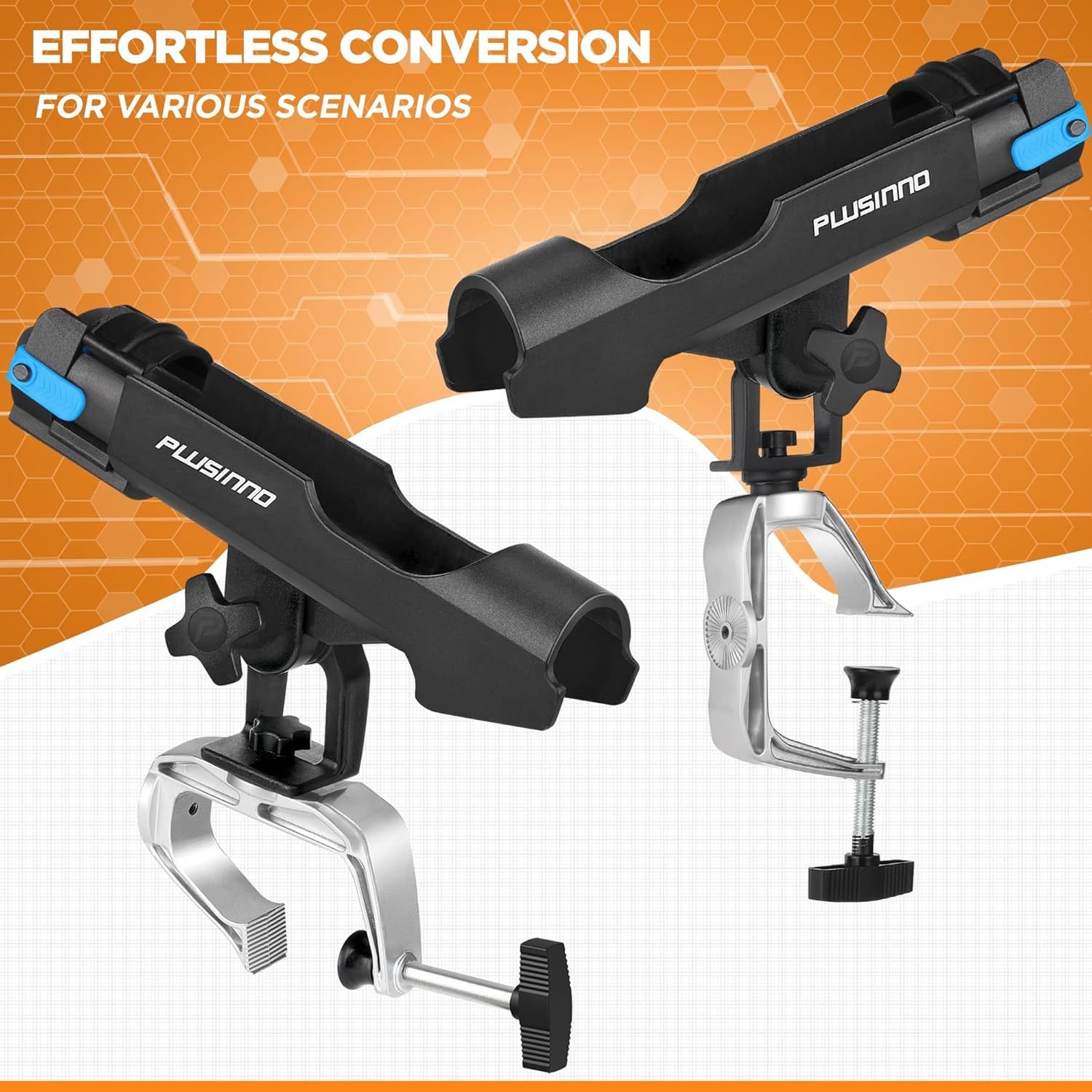 PLUSINNO Fishing Boat Rods Holder with Large Clamp Opening 360 Degree Adjustable Fishing Rod Racks Folding Holder &hellip; - Rh20 Max Opening1.97 Inch 1Pcs image number 5