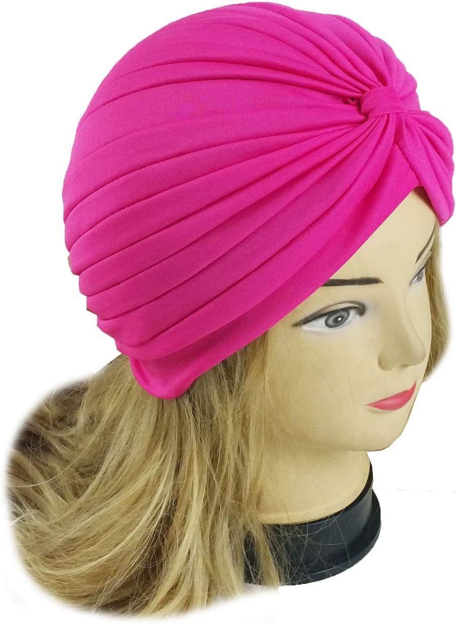 XERU 5 Women Stretchy Turban Chemo Cap Bennie Head Wrap Headwear - 5 Dk image number 4