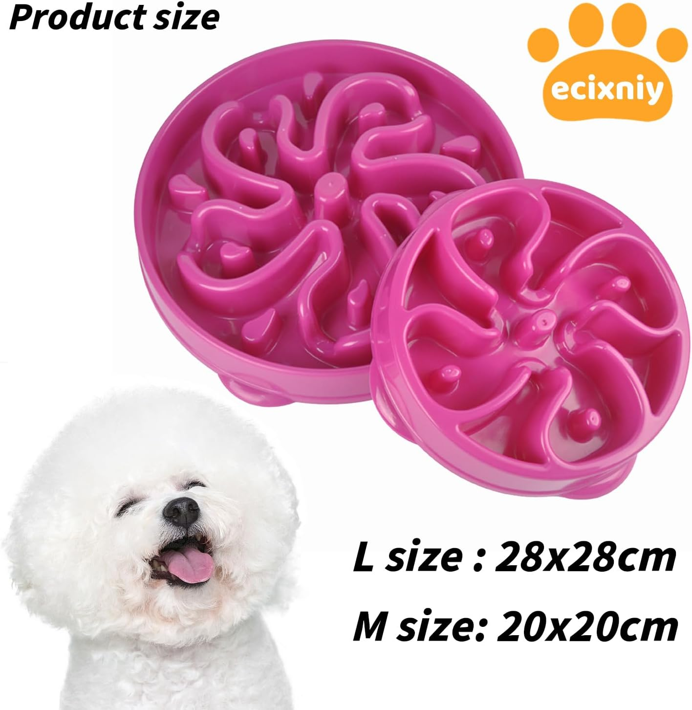 Ecixniy - Dog Slow Feeder Bowl - Flower-Shaped Slow Feeder Bowl for Dogs, Cats, and Other Pets, Collapsible Pet Bowl to Slow down Eating, Ideal Dog and Cat Bowl for Healthier Eating (M Size) image number 3