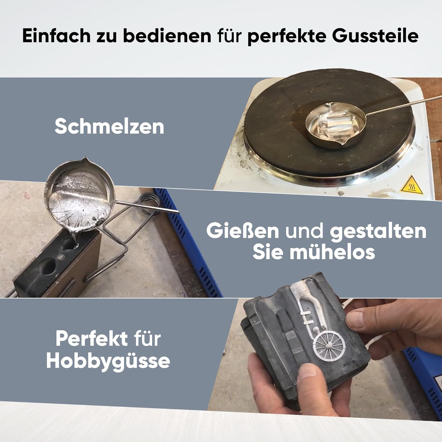 Prince August Hobby Casting Metal Ladle with Wooden Handle PA2042 image number 6