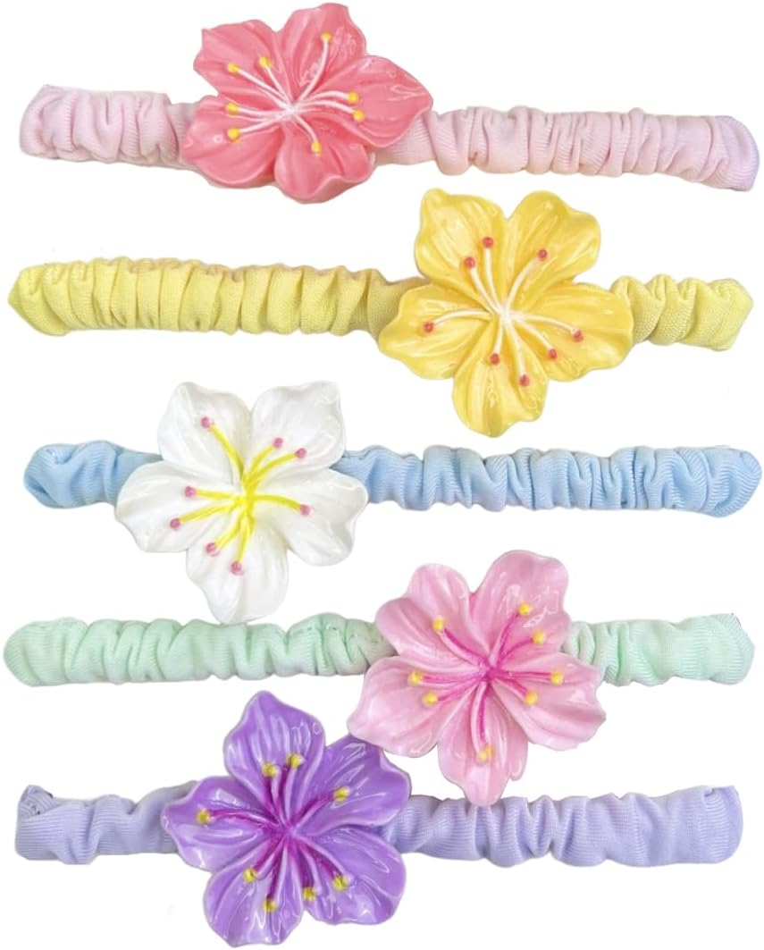 ARHZ Pack of 5 Fine Glitter Silk Fabric Small Intestine Ring Hair Strand Women'S Hair Bands Fine Flash Silk Scarf Small Gut Circle Hair Rope Hair Accessories image number 3