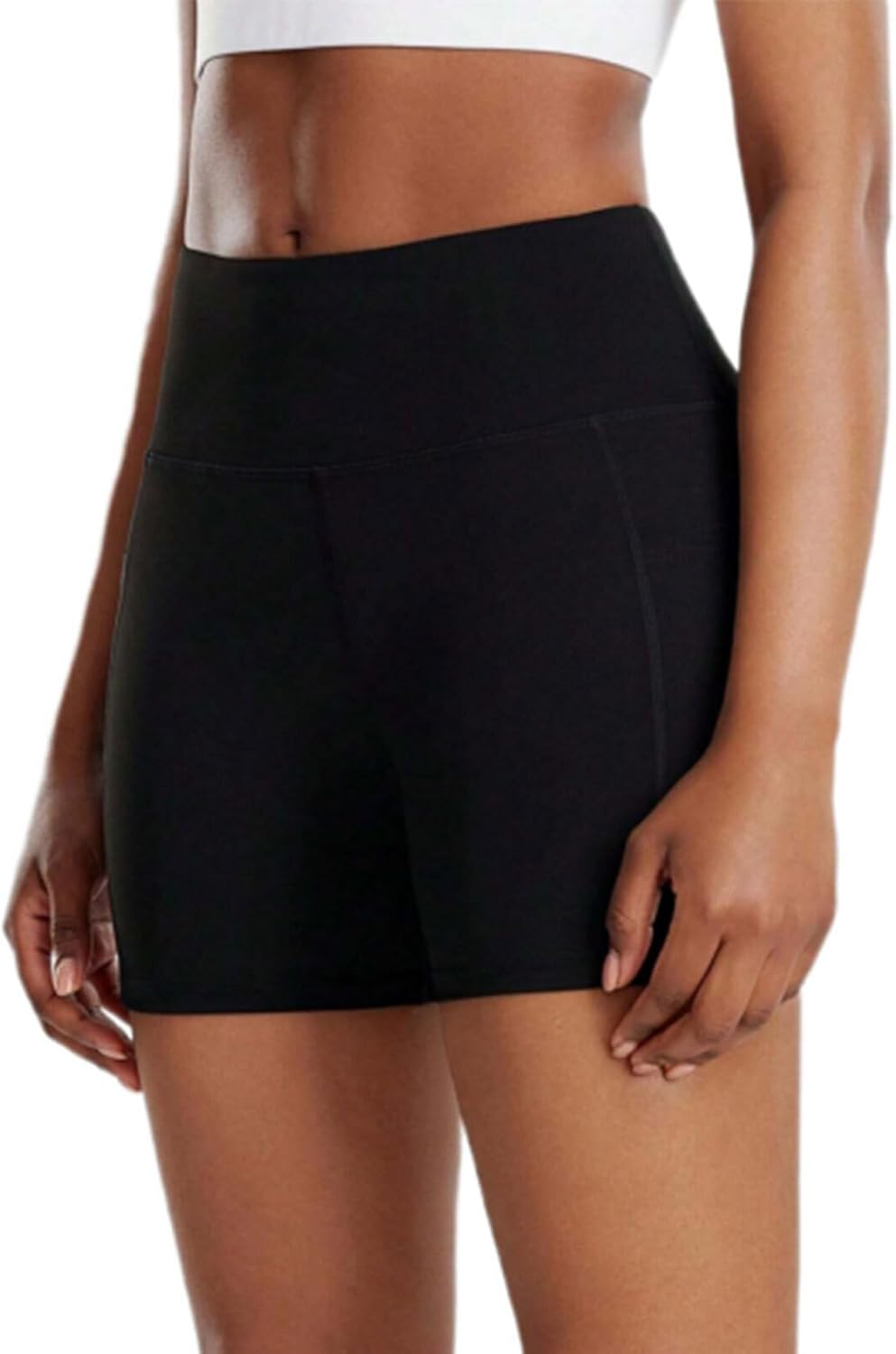 Lyvixora High Waisted Yoga Shorts for Women - Soft & Stretchy Gym Shorts, Running & Cycling, Workout Activewear with Pockets Black (XXL) - Black image number 2