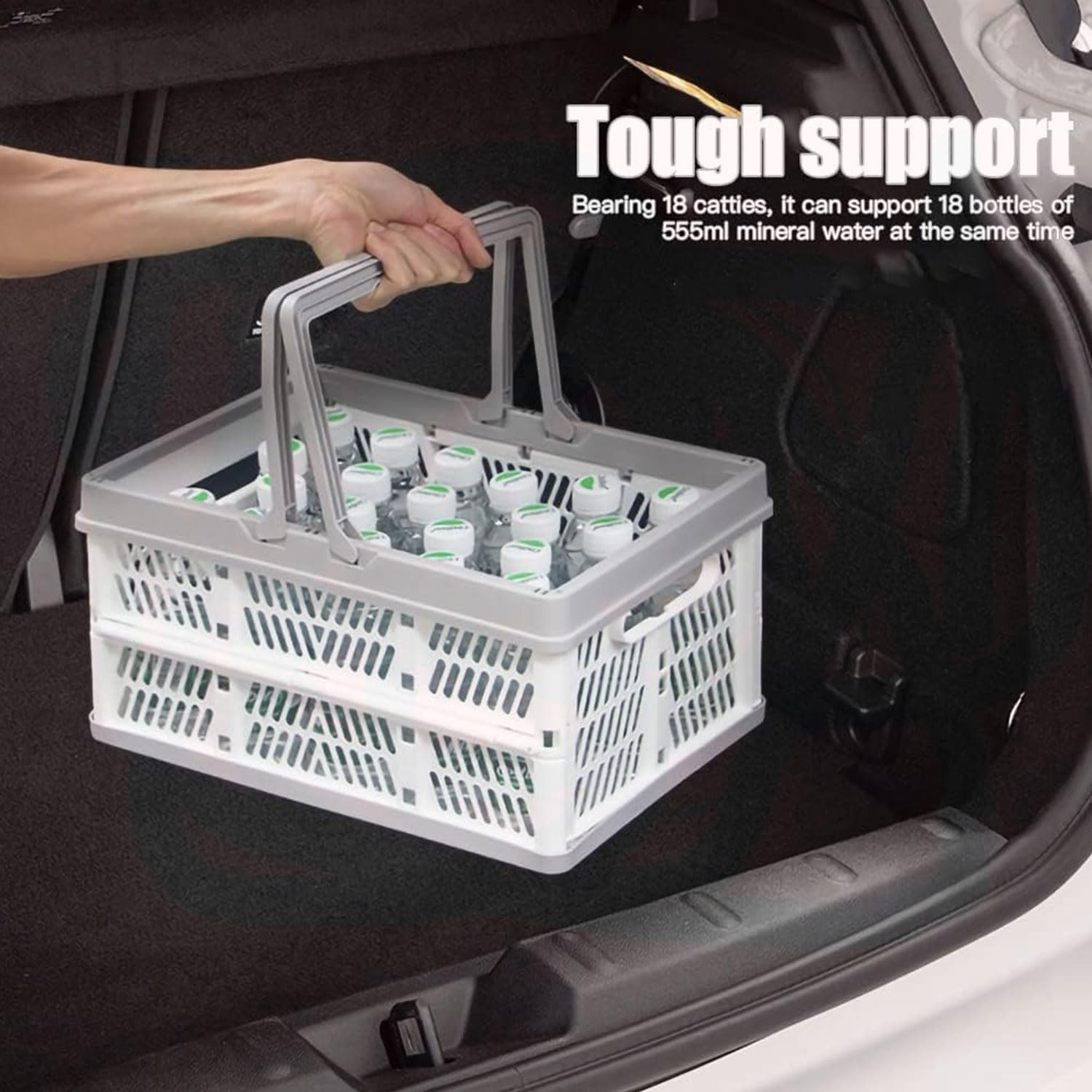 YIRANJIA 2-Pack 9L Collapsible Storage Crates - Foldable Handle Baskets for Picnics, Shopping & Camping (Blue, 30.5X20.5X16.5Cm)