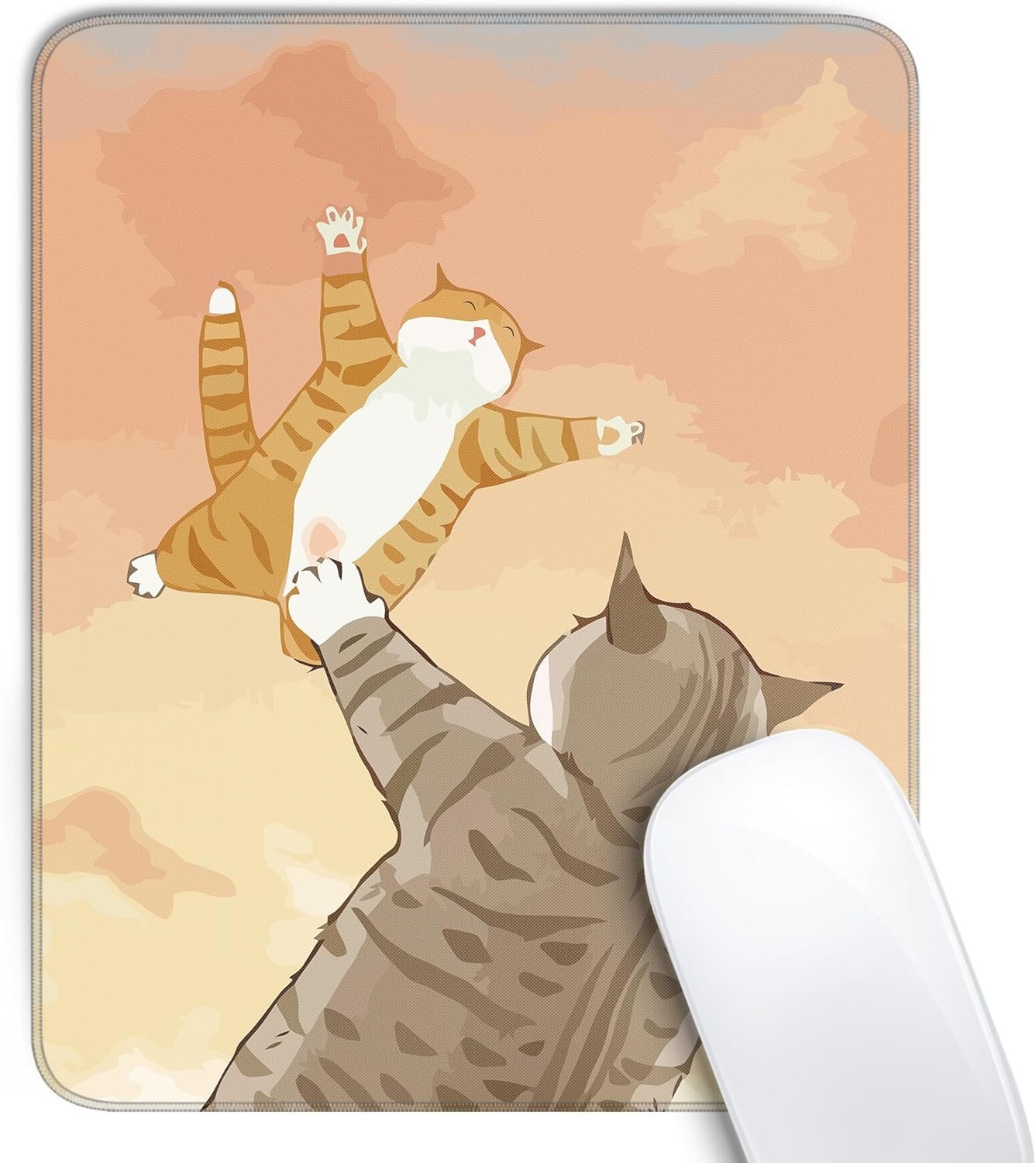 Cute Cat Square Mouse Pad,Aesthetic Anime Cat Mouse Pads for Wireless Mouse Desk Accessories,10"X8" Travel Mousepad with Non-Slip Rubber Base, Stitched Edge Mouse Pads for Desk,Computers,Laptop,Office
