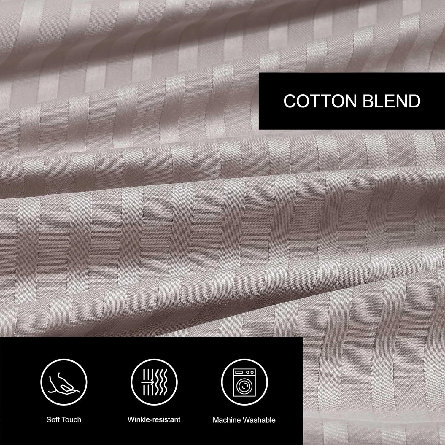 Vera Wang - Queen Sheet Set, Super Soft & Breathable Premium Cotton Bedding with Matching Shams, Fade Resistant, Striped Bedding Set (Dobby Stripe Brown, Queen) image number 5