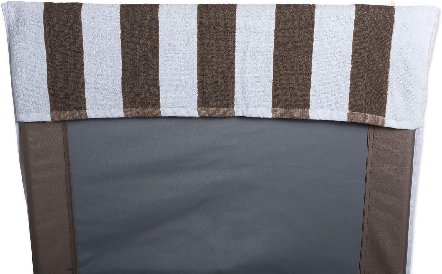 J & M Home Fashions Stripe Beach Lounge Chair Towel with Fitted Top Pocket, 26X82, Stone - Hunter Green image number 4