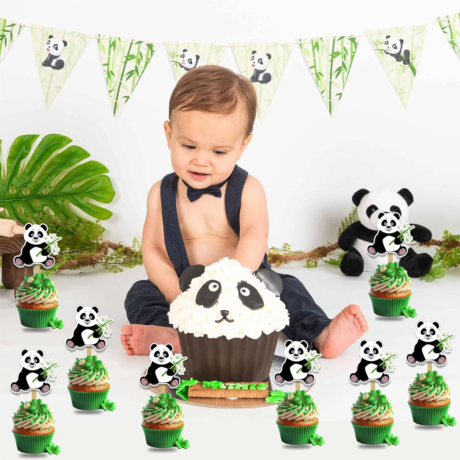Panda Cupcake Toppers &ndash; Cute Bamboo Forest Animal Party Picks for Kids Birthday, Baby Shower, Zoo Theme, or Animal Lover Celebration D&eacute;coration image number 2