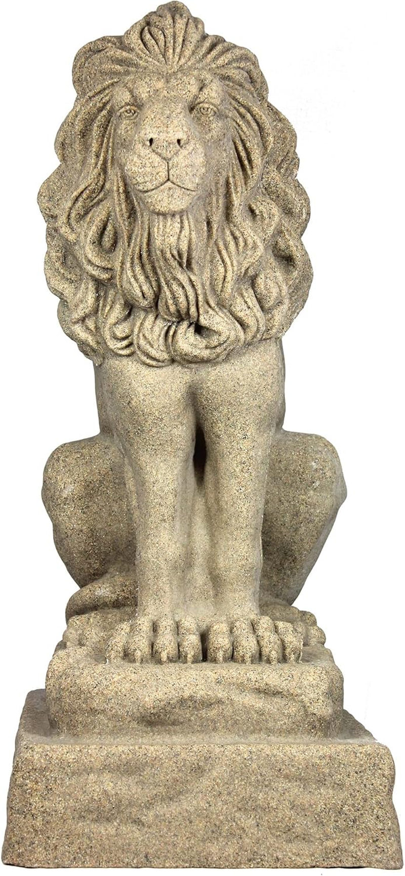 EMSCO Group Guardian Lion Statue &ndash; Natural Sandstone Appearance &ndash; Made of Resin &ndash; Lightweight &ndash; 28&rdquo; Height