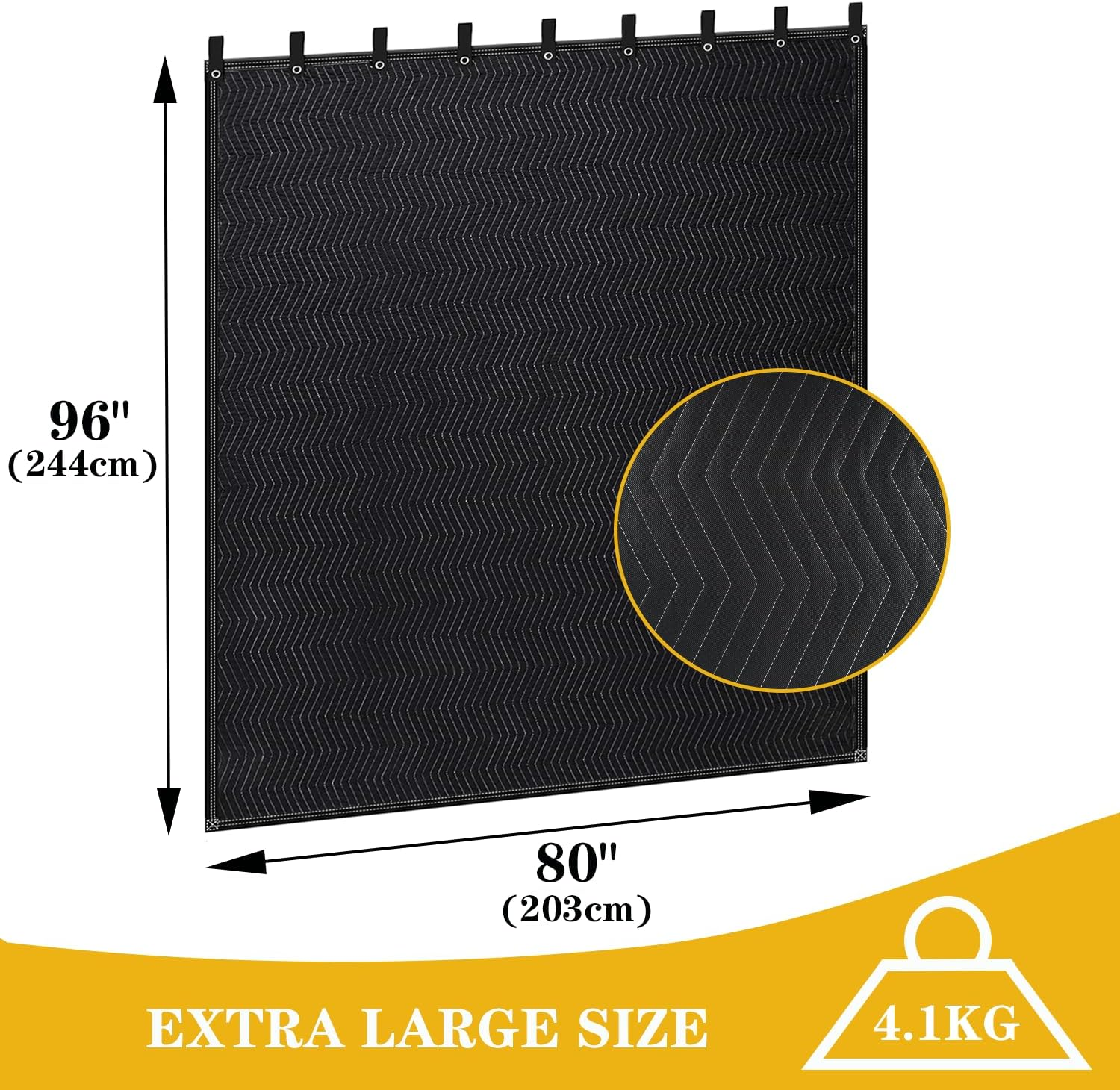 96" X 80" Sound Dampening Blanket,Studio Sound Blanket, Large Soundproof Blanket with Grommets, Heavy Duty Sound Dampening Noise Reducing Divider for Workshop,Basement, Laundry ,Black. image number 3