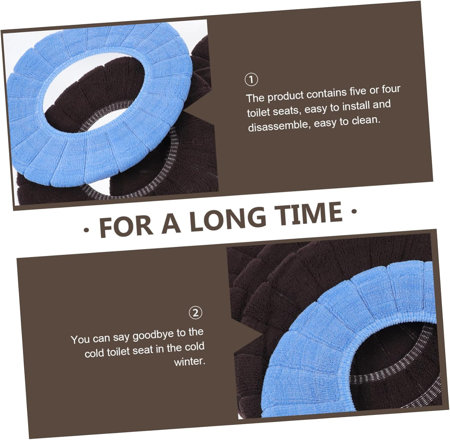 Healifty 4Pcs Toilet Mat Blue Seat Covers Black Pouf Foldable Potty Washable Toilet Pads Breathable Toilet Cover Toilet Cushion Non Bathroom Cover Warm Covers for Toilet Washable Seat Pads image number 1