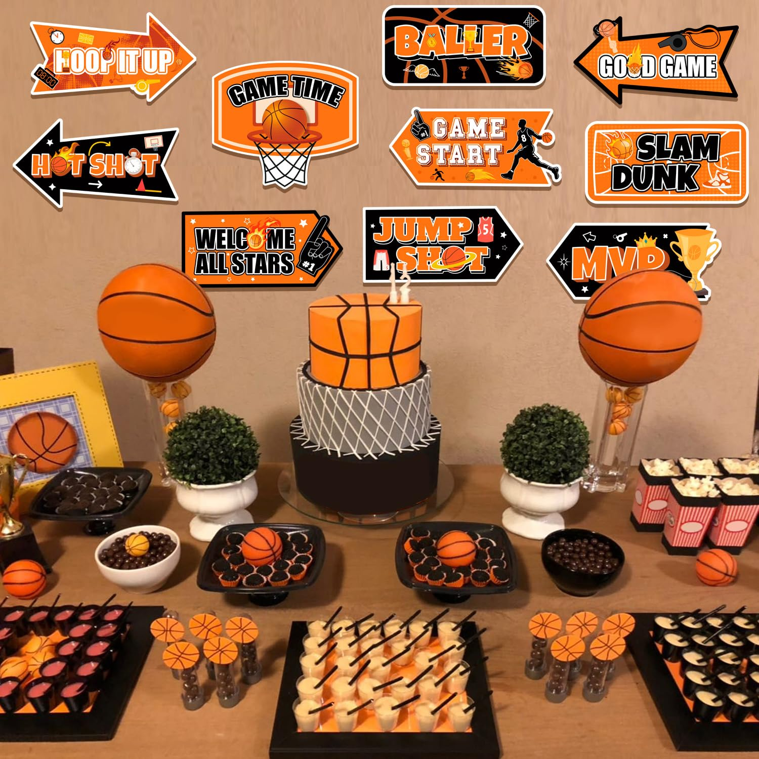 Basketball Party Sign, 20 Pcs Welcome Sign for Basketball Party, Yard Sign & Birthday Decorations Signs for Decorations Supplies image number 3