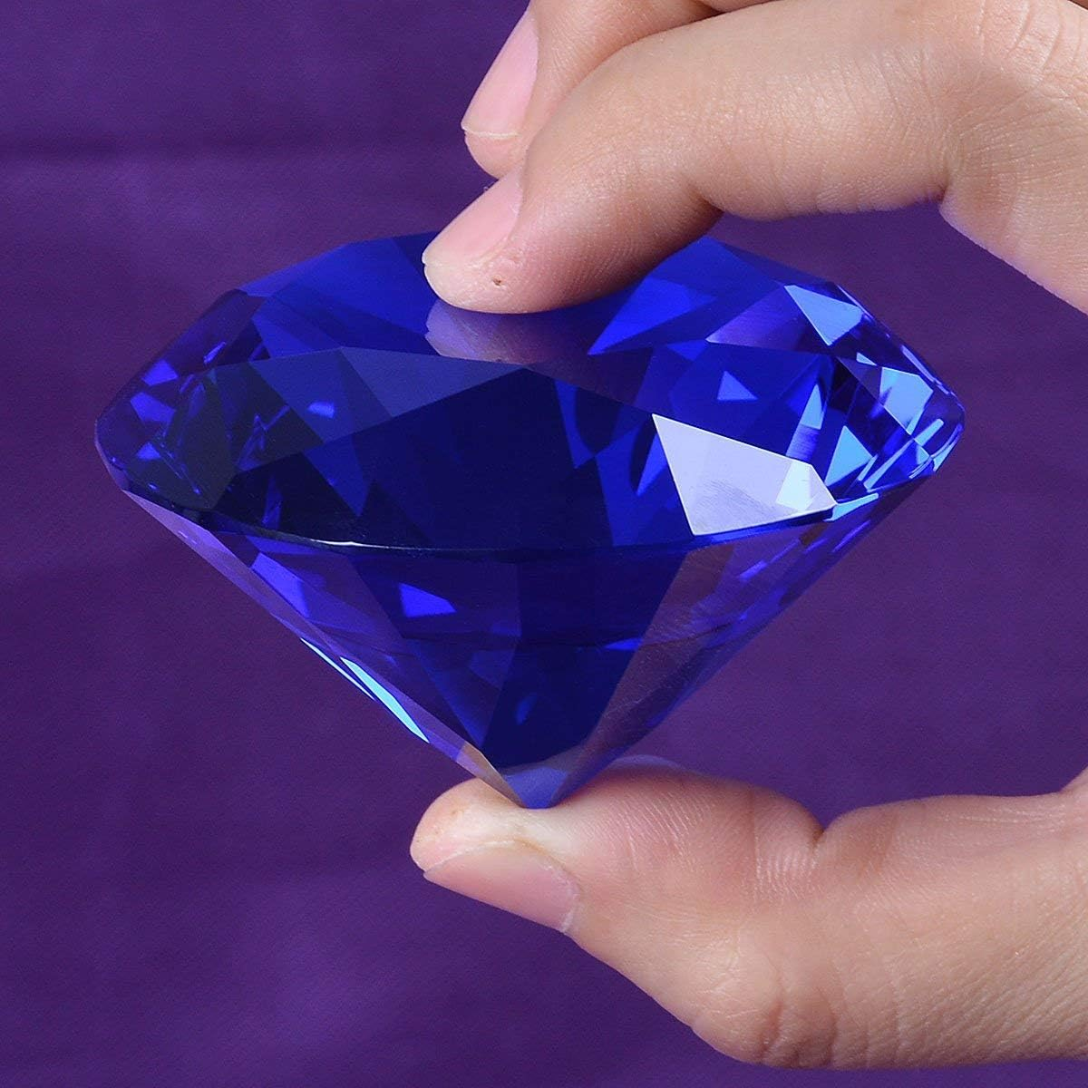 Blue Crystal Glass Diamond Shaped Decoration 60Mm Jewel Paperweight,Gift Decoration Idea for Christmas, Thanksgiving and Birthday (Please Identify Our Brand Yarr Store) - Amber image number 2