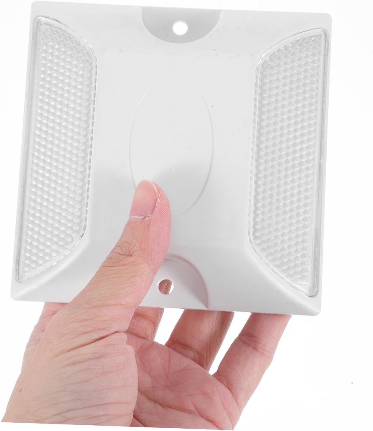 4Pcs Reflective Road Studs Double-Sided White Pavement Markers Plastic Driveway Reflectors High Visibility Emergency Safety Markers for Outdoor Roadside and Highway Use image number 1