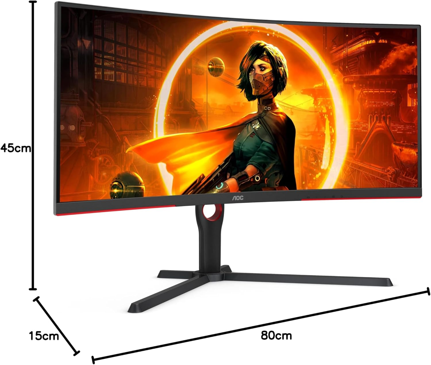 AOC Agon CU34G3S - 34 Inch QHD Curved Gaming Monitor, 165Hz, 1Ms, VA, Freesync Premium, Height Adjust, USB HUB (3440X1440 @ 165Hz, 300 Cd/M&sup2;, HDMI 2.0 / DP 1.4 / USB 3.2)