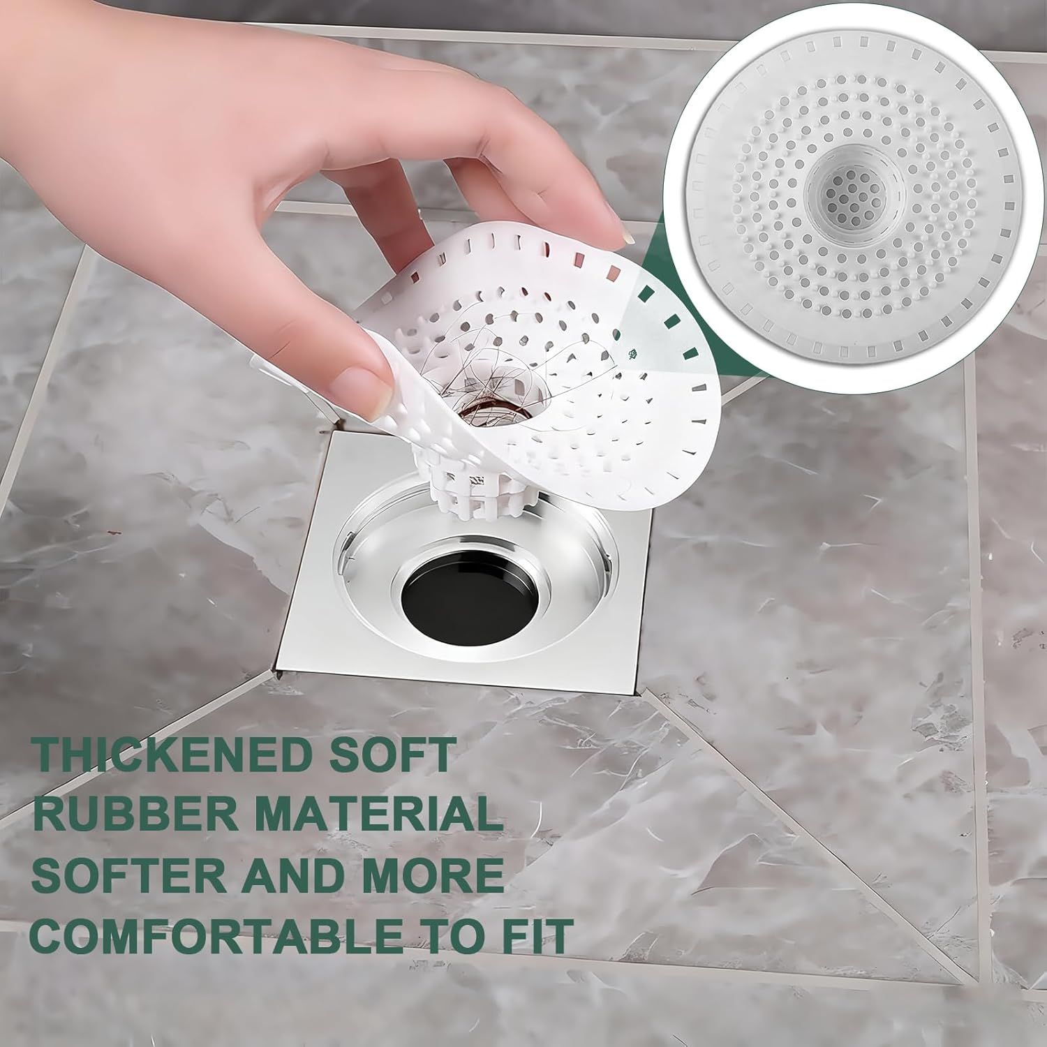 Shower Drain Hair Catcher, 2 Pack White and Grey, Hair Catcher for Shower Drain, Bath Tub Drain Protector, Prevents Hair Clogs, Easy to Clean image number 2