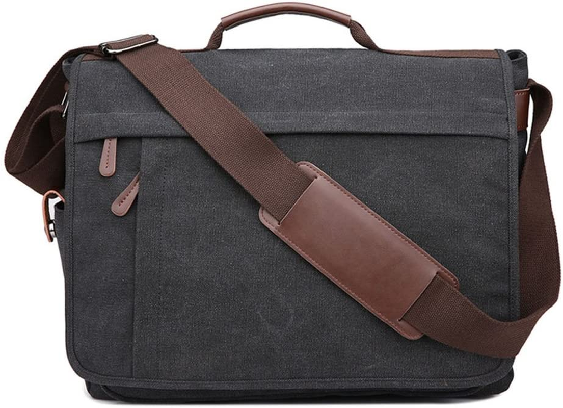 Practical Design Men'S Canvas Shoulder Messenger Bag Casual Laptop Cross-Body Sling Bag Satchel Bag for 15.6 Inch Laptop Large Size