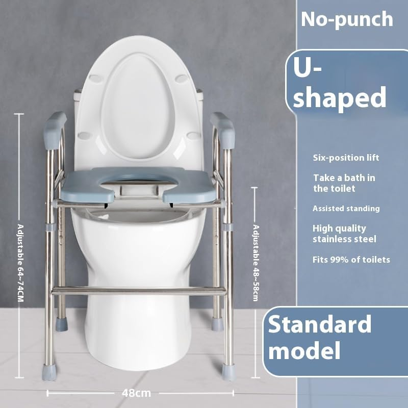 Toilet Seat with Handles, Raised Toilet Seat Riser over Toilet Chair with Adjustable Height, Bathroom Safety Assist Frame for Seniors, Post-Op, Disabled, Fit Any Toilet, Maximum 300KG image number 4