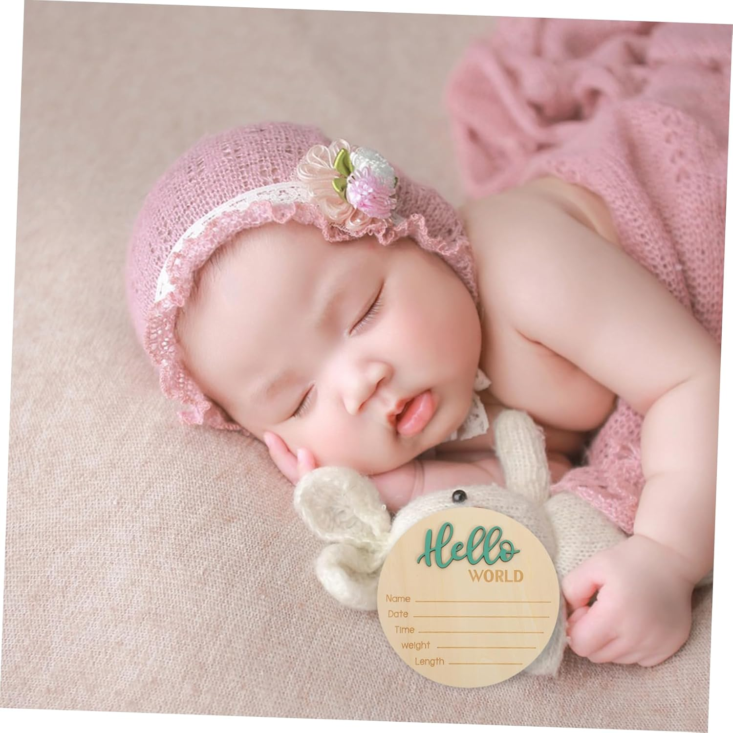 Wooden Birth Announcement Sign round Baby Birth Announcement Sign for Newborn Hospital Photography Prop Welcome image number 1