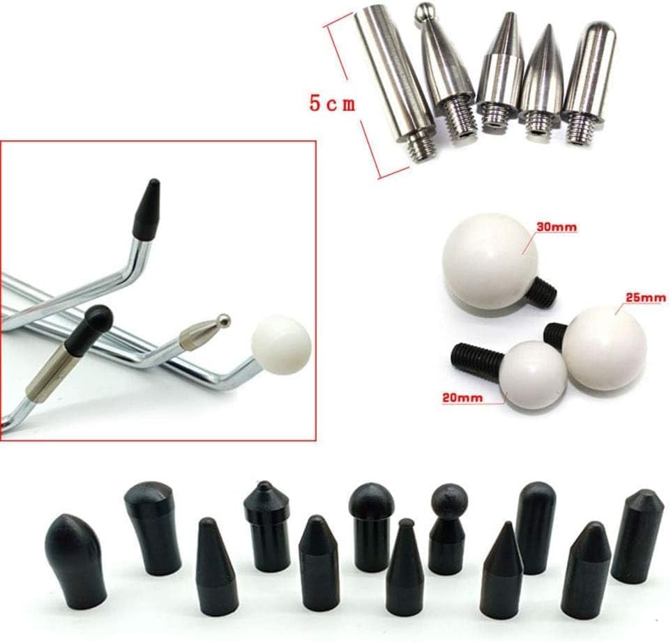 Paintless Dent Repair Tools 6 Pieces of Dent Removal Rods with Awl Head Paintless Dent Removal Kit Car Auto Body Dent Removal of Hail Dents and Door Ding (3Pcs Red Rod 20 Pcs Pen) image number 5