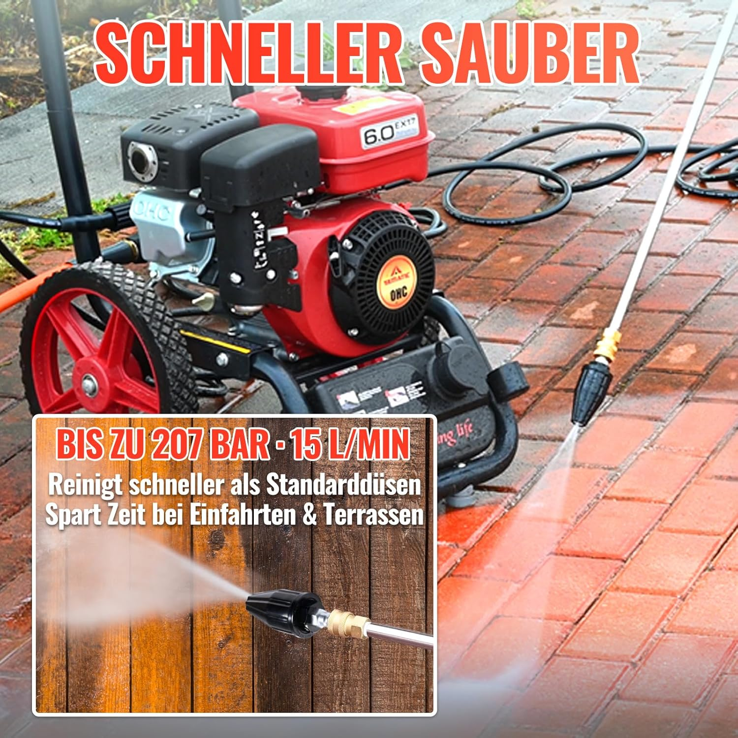 YAMATIC Pressure Washer Tips Turbo Nozzle, 360&deg; Rotating Spray Turbo 3000 PSI 4.0GPM with 1/4" Quick Connector, Compatible with Ryobi, Greenworks, Craftsman, Troybilt, Simpson