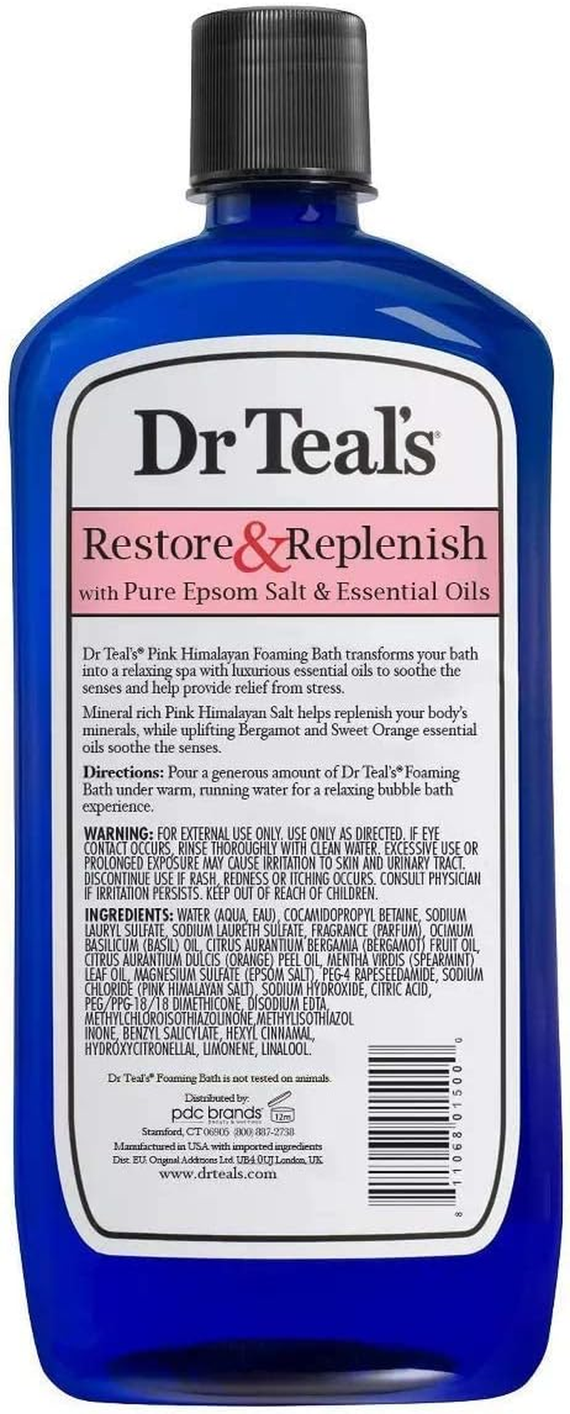 Dr Teal'S Foaming Bath Combo Pack (68 Fl Oz Total), Restore & Replenish with Pink Himalayan, and Glow & Radiance with Vitamin C and Citrus Essential Oils image number 1