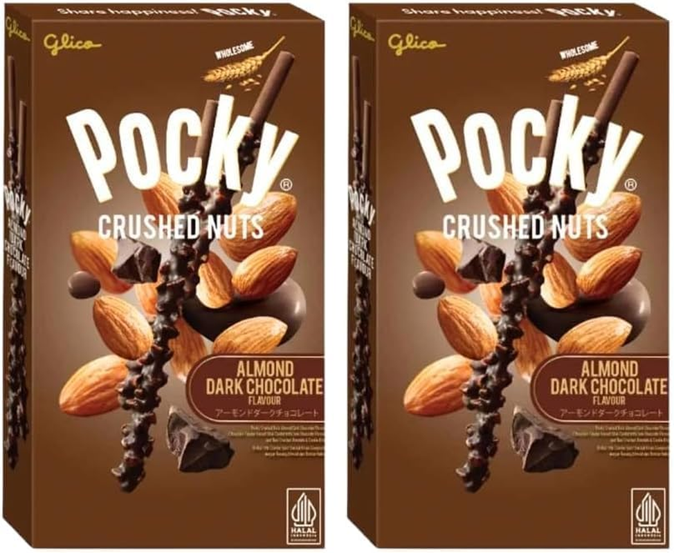 Glico Pocky Stick Biscuits W/Almond Dark Chocolate 25G (Pack of 2)