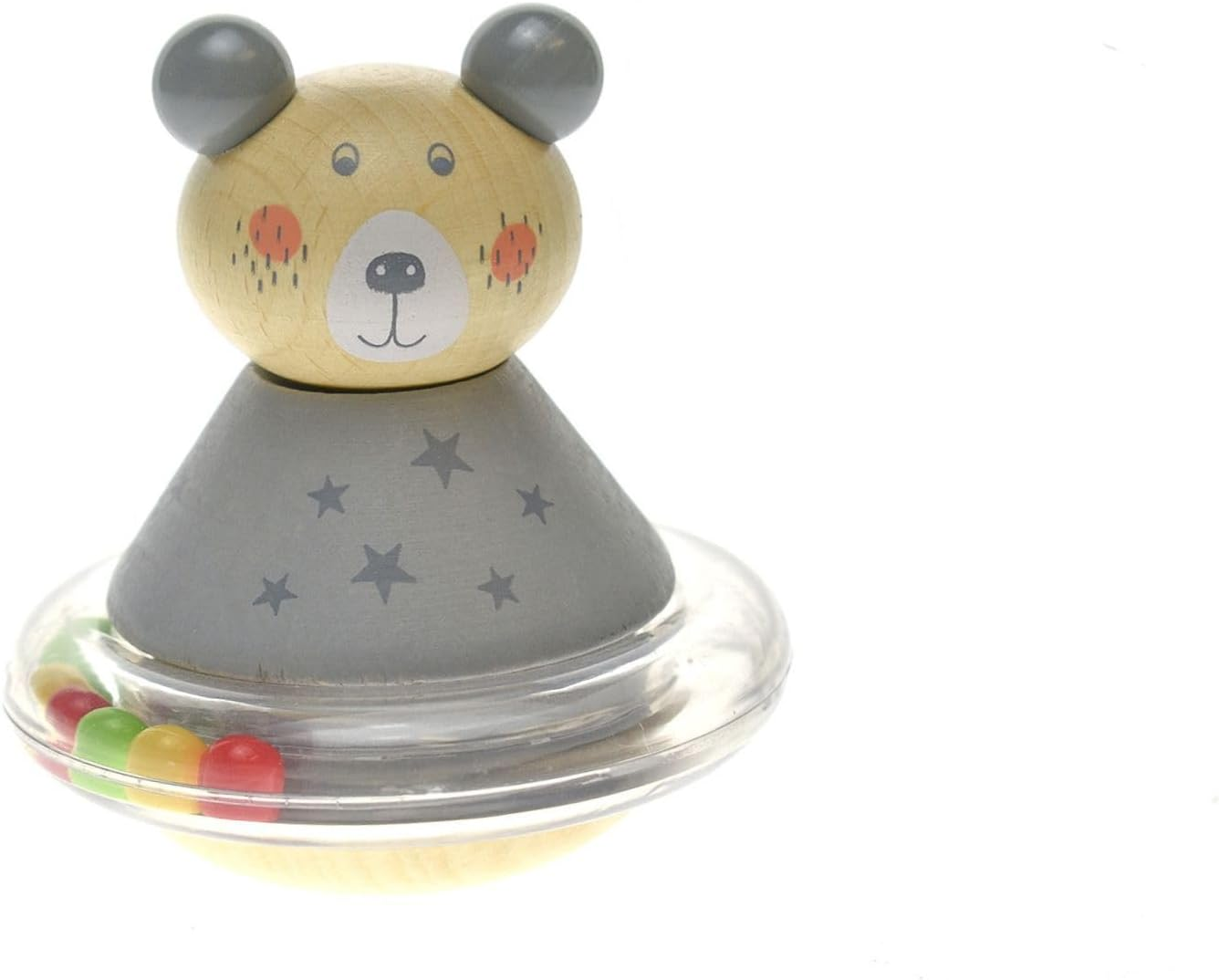 Kaper Kidz Wooden Animal Roly-Poly Wooden Bear - Rolling Toy for Toddlers