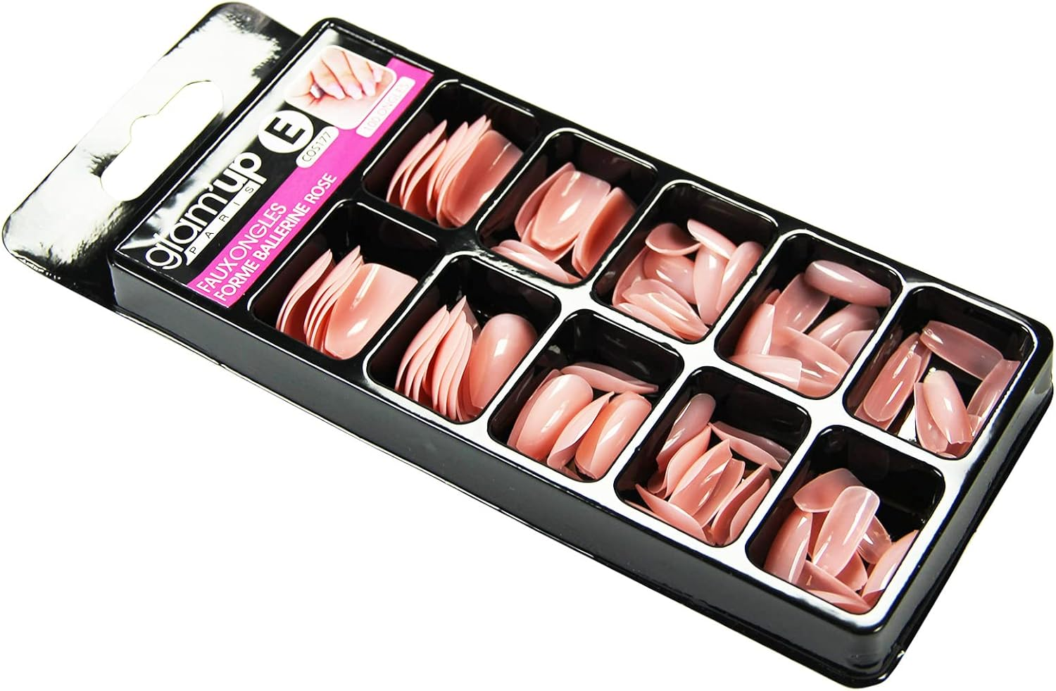Glam'Up Paris False Nails Full Cover Easy to Use 100 Pieces Ballerina No. 177 Pink image number 1