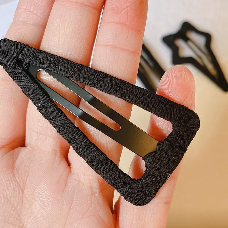 10Pcs Snap Hair Clip Women Metal Snap Hair Clips Set Black Large Medium Size Decorative Hair Clips Set for Short Long Hair Solid Color Hair Pins image number 1