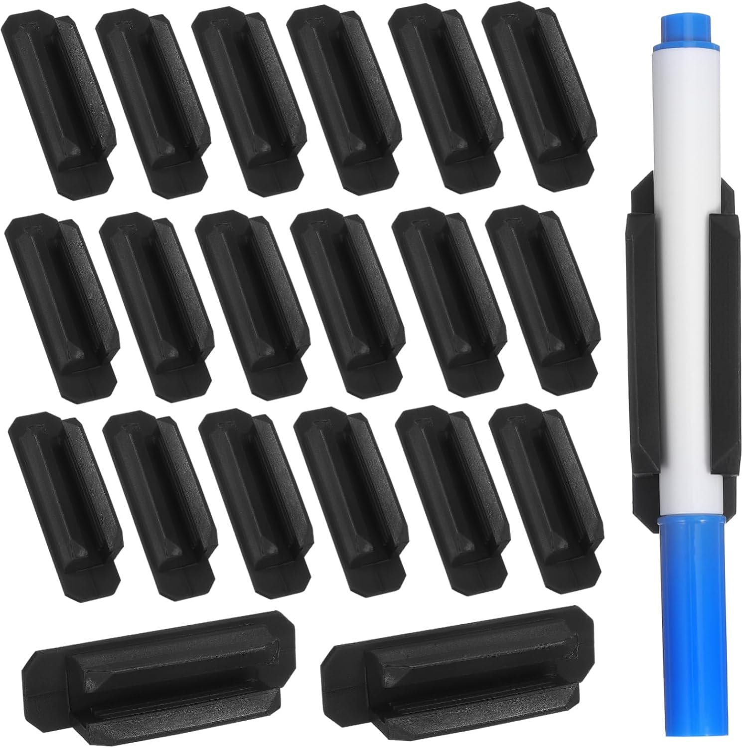 20Pcs Black Silicone Pen Holder Stick on Pen Clips Adhesive Pencil Organizer for Desk Classroom Teacher Accessories Desktop Storage image number 4