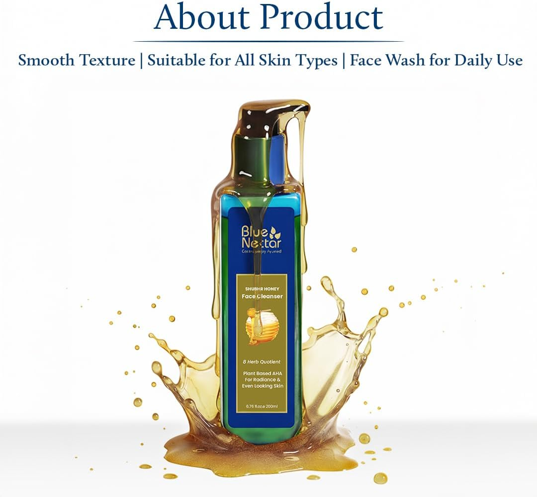 Blue Nectar Natural Face Wash with Raw Honey and Organic Aloe Vera Face Wash and Makeup Remover | Herbal Daily Facial Cleanser for Women and Men | Acne Face Wash for Oily Skin, Sensitive and Dry Skin | 100 Ml image number 1