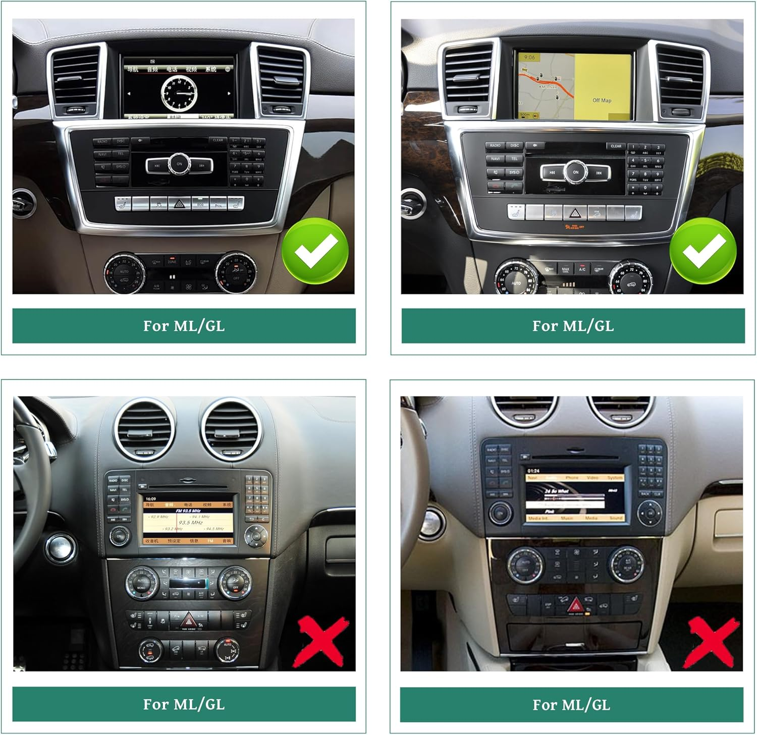 Carplay for Mercedes NTG 4.5/4.7 GL X166 ML W166 Upgrade 12.3 Inch Androdi Screen Android Auto Full (Split) Screen Mirroring App Netflix Spotify Wi-Fi Navigation Google Maps Vehicle Cameras (128GB) image number 3