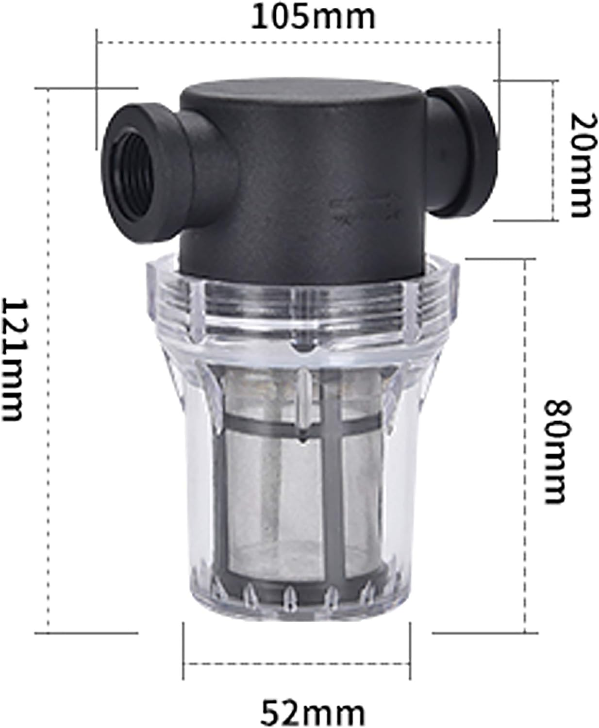 Water Filter, 1/2''Twist-On Pipe Strainer, Nylon PA66 Cover, PC Bowl, 304 Stainless Screen(1/2''80 Mesh Female Water Filter) image number 2