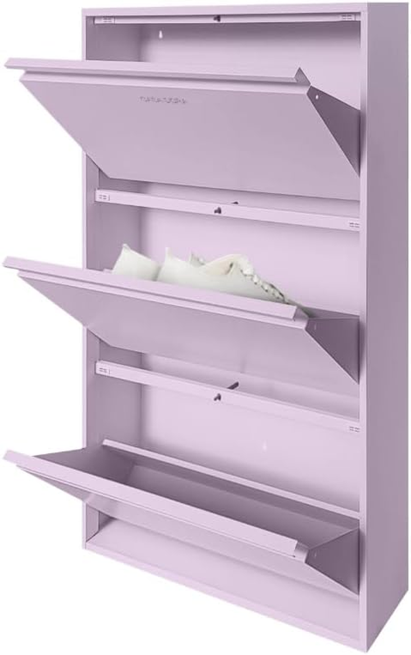Shoe Cabinet with 3 Flip Drawers - Slim Shoe Storage Cabinet for Bedroom Hallway Home Decor - Entryway Shoe Cabinet Storage, Durable & Long Lasting Shoe Rack Storage (Light Grey) image number 5