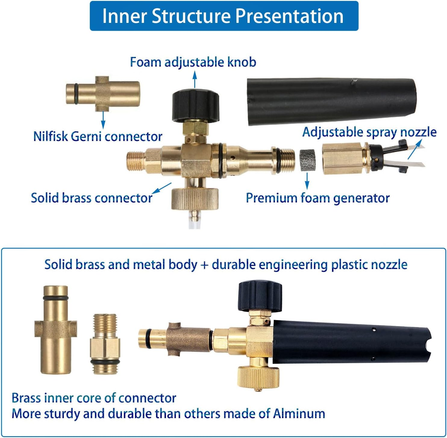 Rediboom Adjustable Snow Foam Lance for Nilfisk Gerni High Pressure Washers Foam Cannon Soap Dispenser Nozzle image number 4