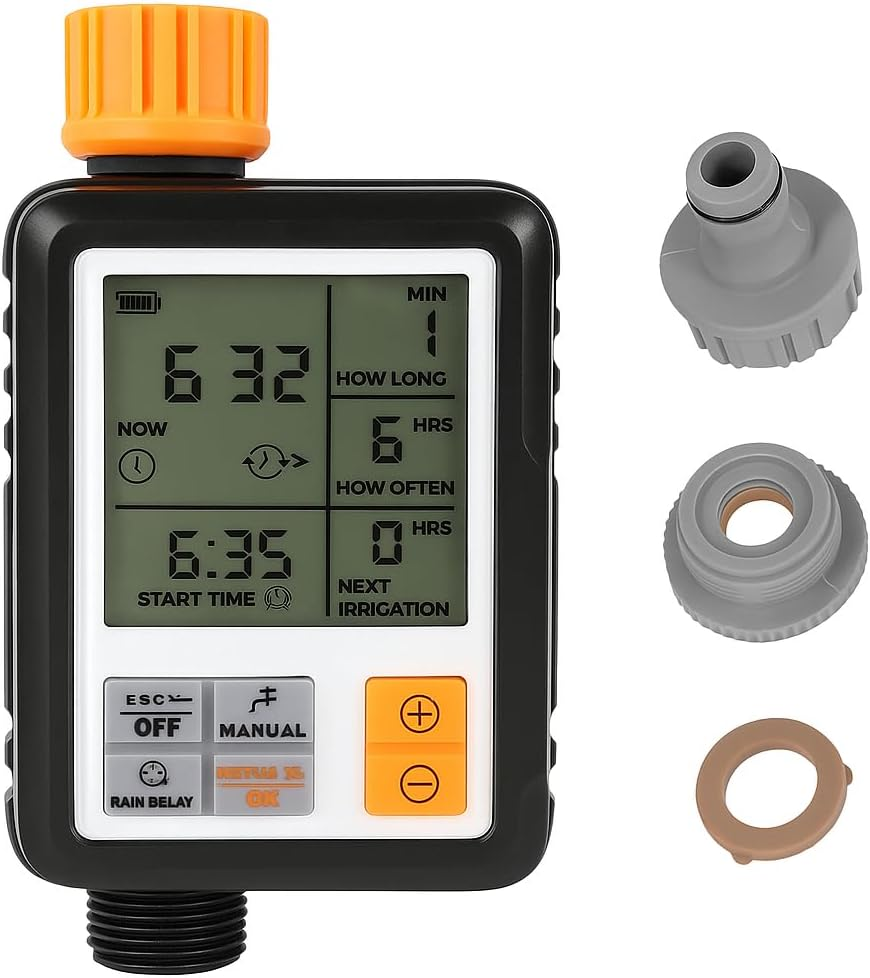 Sprinkler Timer, Programmable Garden Hose Timer with Rain Delay, Manual & Automatic Watering Modes, Outdoor Irrigation Controller for Lawns, Garden Beds, Yards, Patio & Pool Areas image number 4