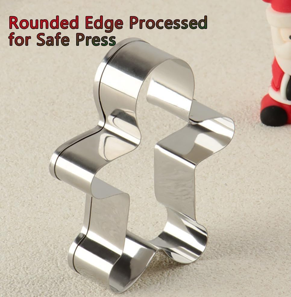 Large Christmas Cookie Cutters, Fyvadio 10 Pcs Holiday Cookie Cutters Shape - Gingerbread Men, Tree, Snowflake, Cane, Santa Face, Star, Deer, Bell, Stocking and Snow Man Cookie Cutters for Baking image number 5