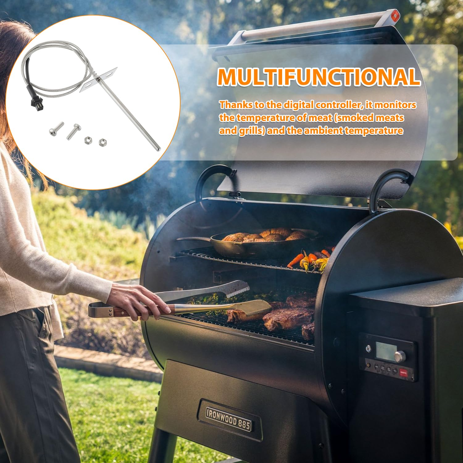 HUAREW RTD Temperature Probe Sensor, Internal Grill Ambient Temperature Sensor Suitable for Pit Boss Pellet Grill PB1000XL-025-R00 V2 (70123-AMP) image number 6