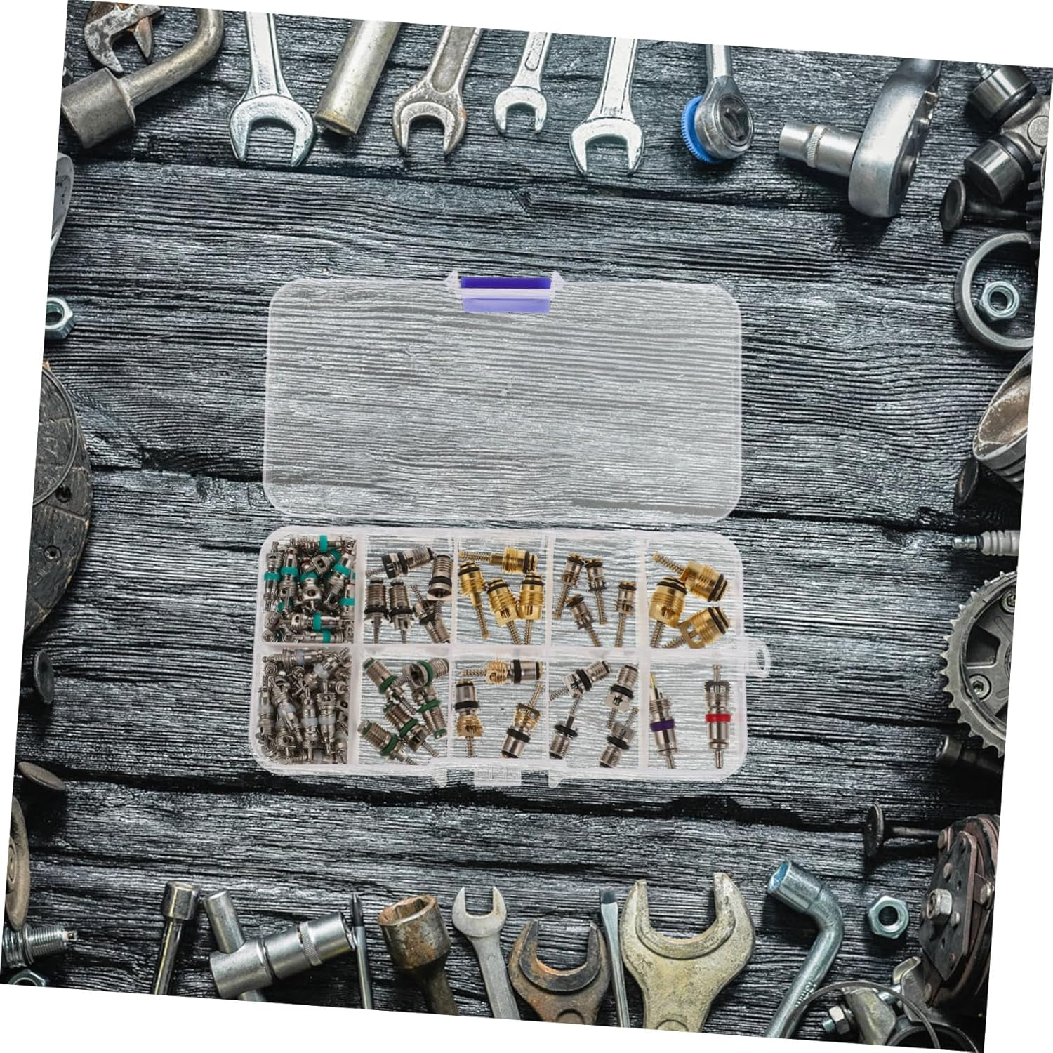 SWOOMEY Air Conditioner Valve Core Kit 102Pcs R134A Car Valve Stem Repair Tool Set with Dual-Head Remover Installer for Automotive Ac image number 6