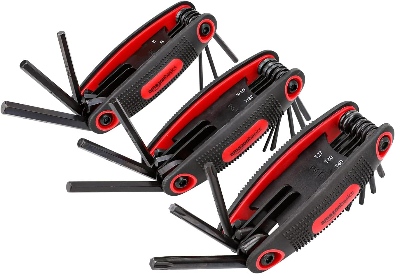Amazon Basics Folding Hex Key Set - 3-Pack, Metric/Sae/Star image number 1