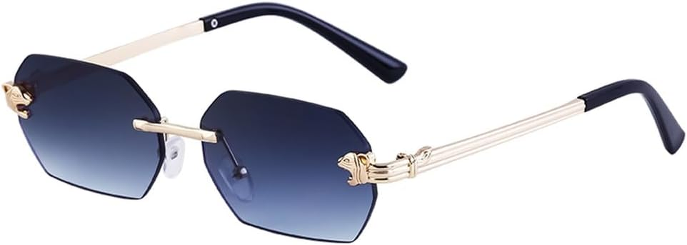 Small Rectangle Rimless Sunglasses Men Women Sun Glasses for Male Vintage Frameless Eyewear Shades UV400