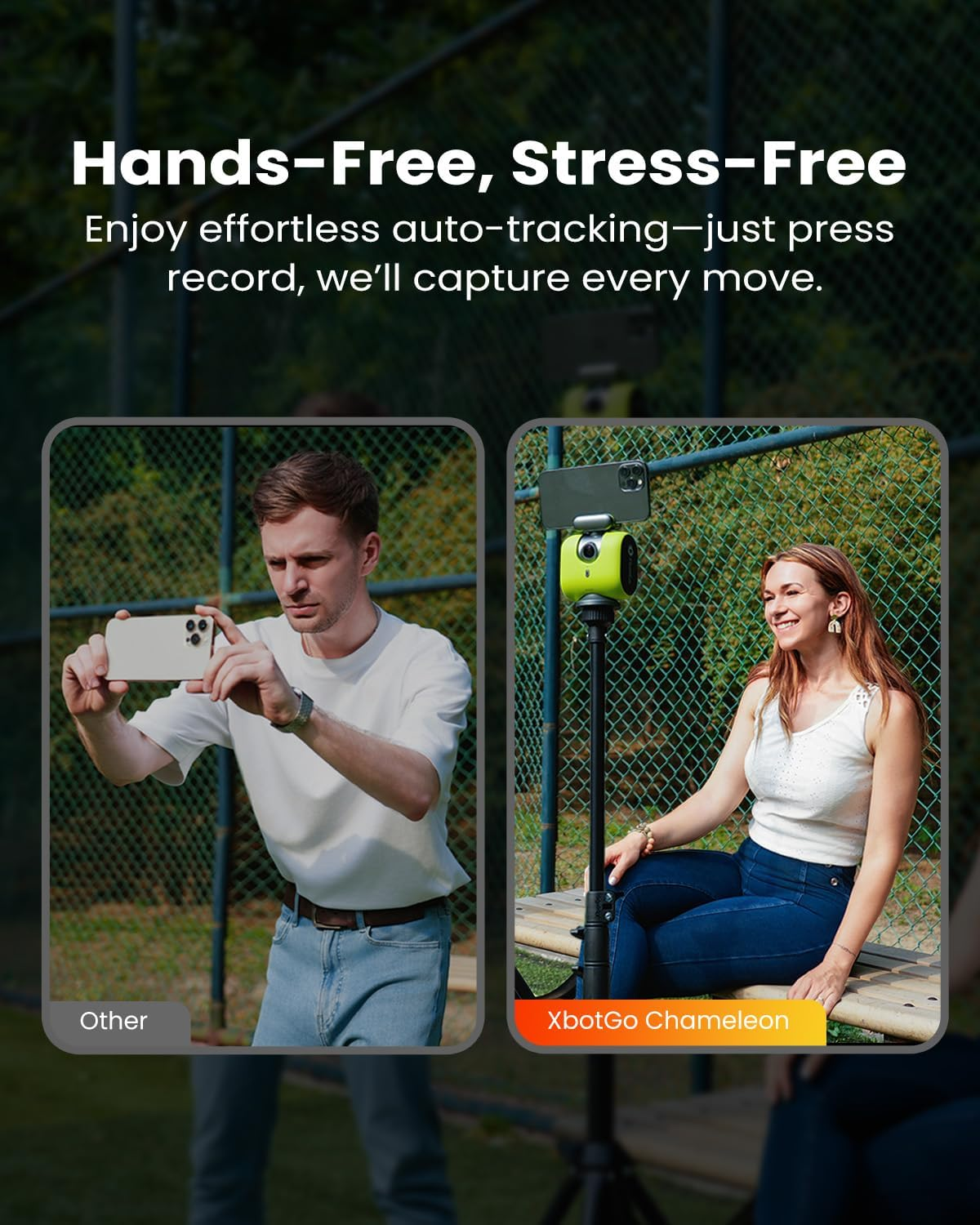 Xbotgo Chameleon AI Auto Sports Action Camera - 4K 60FPS Soccer Camera and Basketball Tracking Camera for Team Sports, Live Streaming, No Subscription, Works with Ios & Android (Lava Graphite) - Lemon Green image number 6