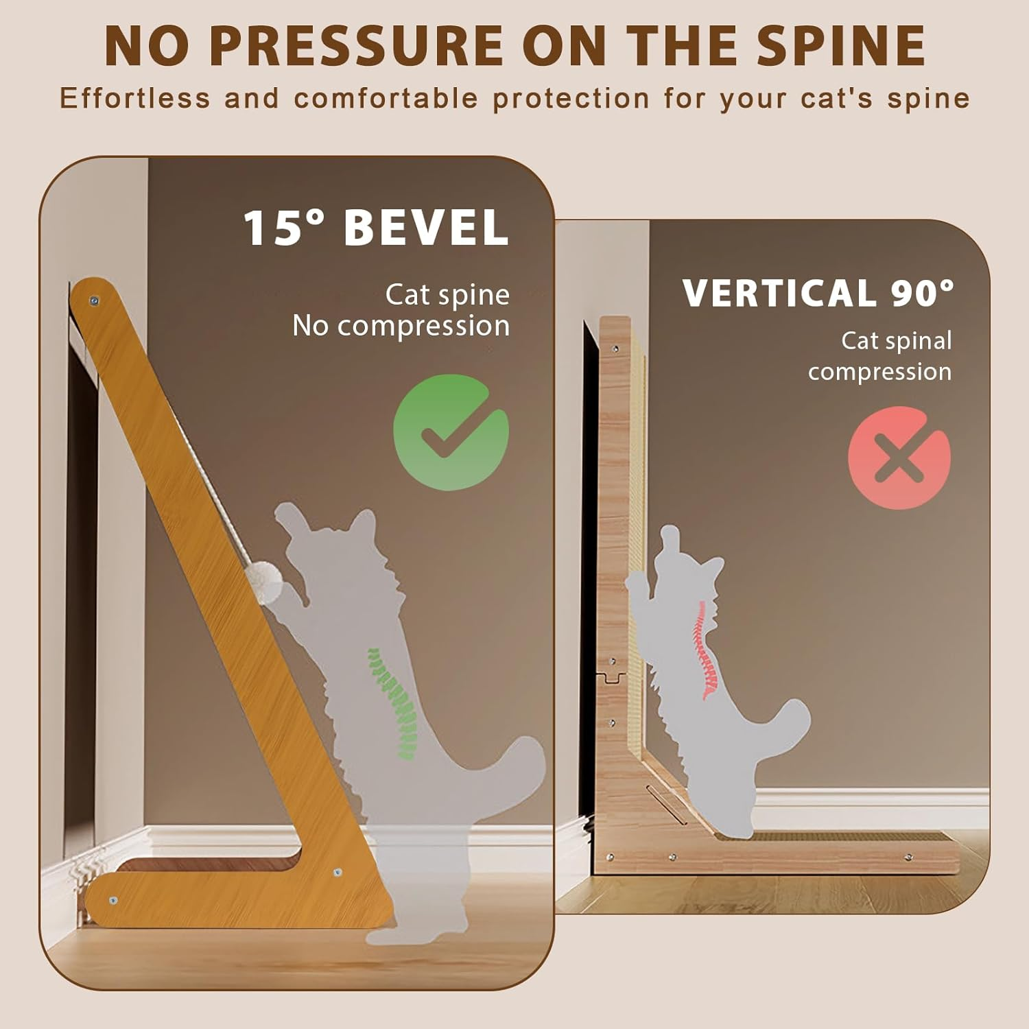 Fiula L-Shape Sisal Cat Scratching Board, Cat Scratching Post, Scratching Furniture Cat, Sisal, Vertical Scratching Board for Cats with Ball Toy, Suitable for Cats of All Ages image number 6