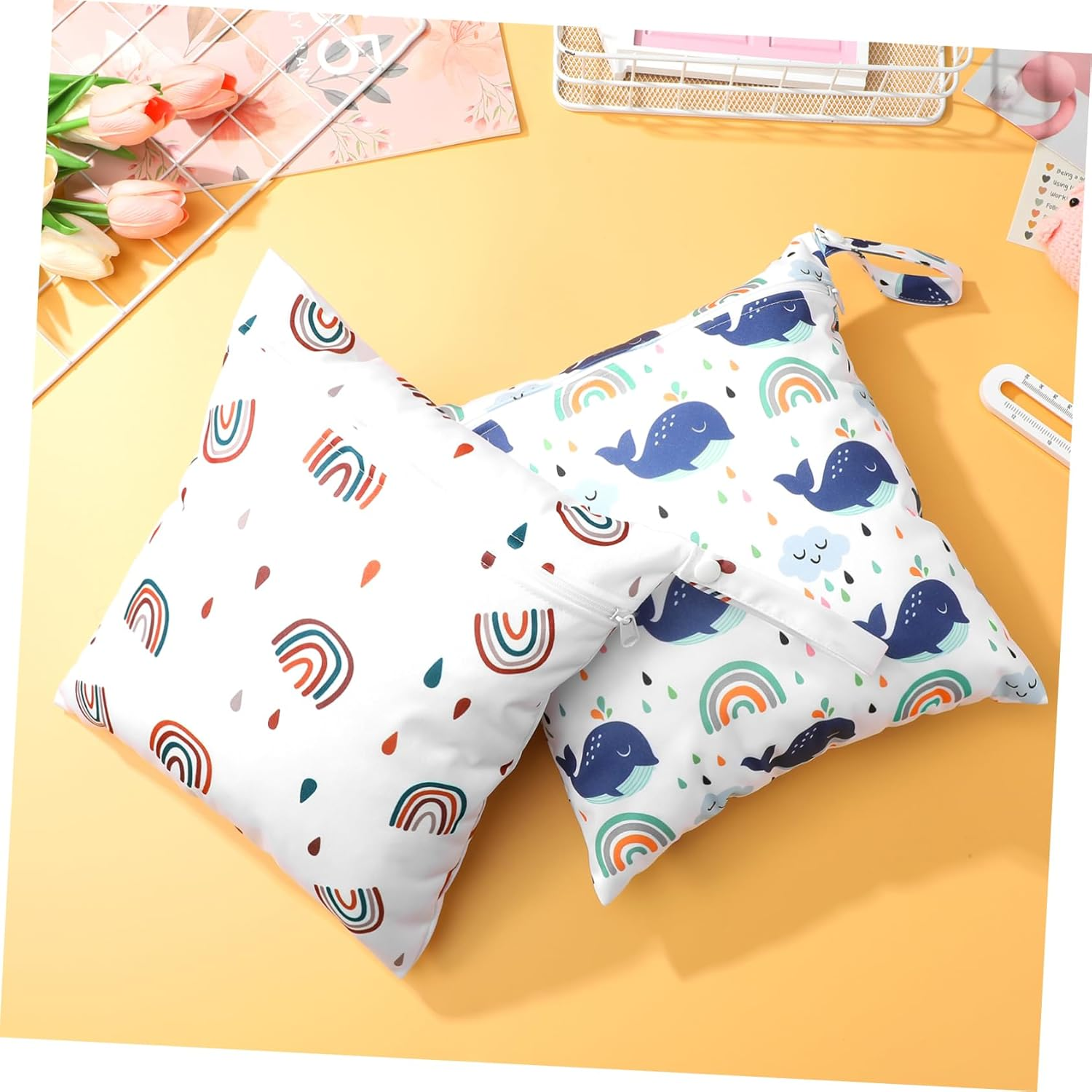 Ibasenice 2Pcs Diaper Bag Organiser Pouches Travel Laundry Bags Nappy Caddy Zipper Closure Diapers Pouch for Swimmers Daycare image number 5