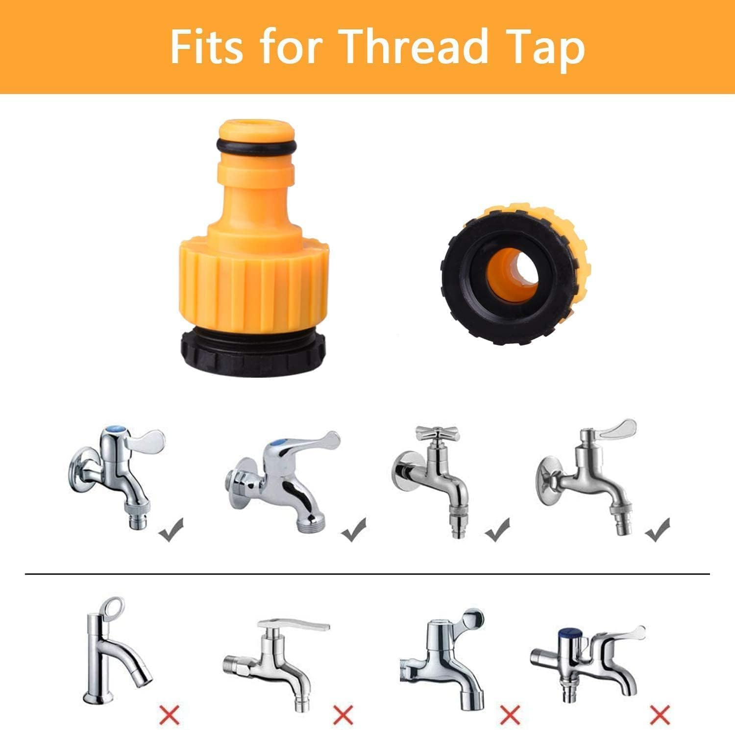 MLUOTALY Garden Hose Quick Connector Kit for 3/4 Inch or 1/2 Inch Hose, Plastic Water Hose Fittings Male and Female Connectors Hose Adapters with Rubber Washer (#03) image number 6