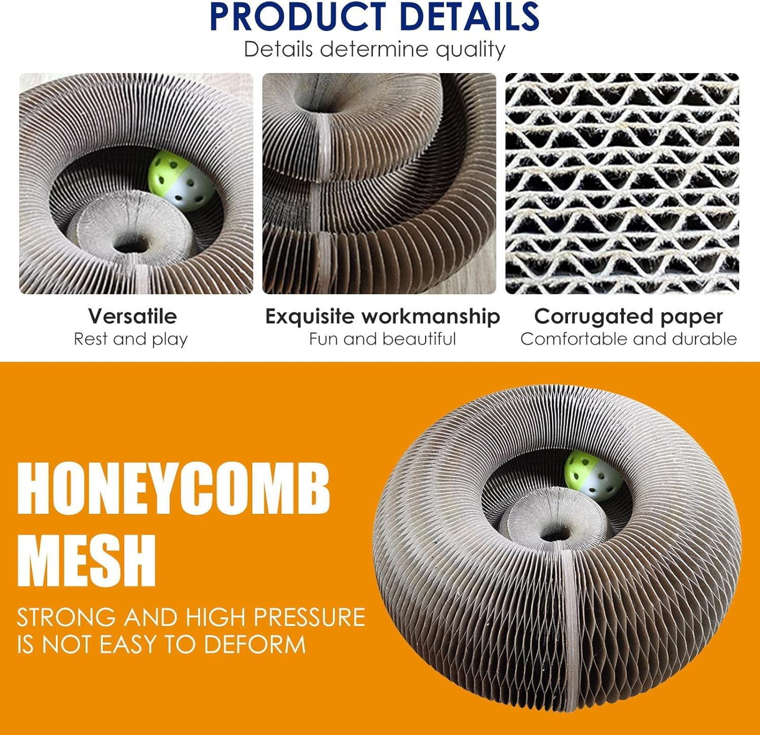 Cat Grinding Claw Scratching Ball, Healthy and Eco-Friendly Cat Scratcher Toy, Collapsible round Shape Cat Scratchers for Sleeping